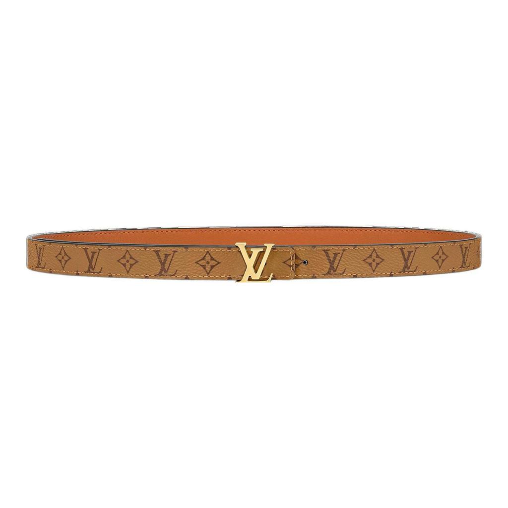 LOUIS VUITTON ICONIC monogrammed smooth buckle double-sided canvas metal-trimmed leather belt  women's style  brown/light brown  width 2cm