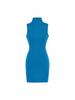 Women's Sleeveless Bodycon Dress: Retro, Mature Style, Stretchy, Slim-Fit, High-Neck, Sexy Short Skirt