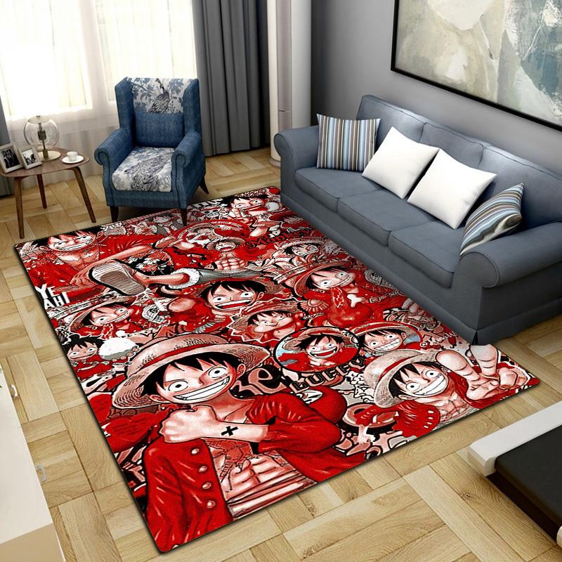 Tappeto con Stampa Pirata di Luffy Anime Tappeto di Grande Area Tappetino Antiscivolo Lavabile Camera da Letto Arredamento Casa LXR146