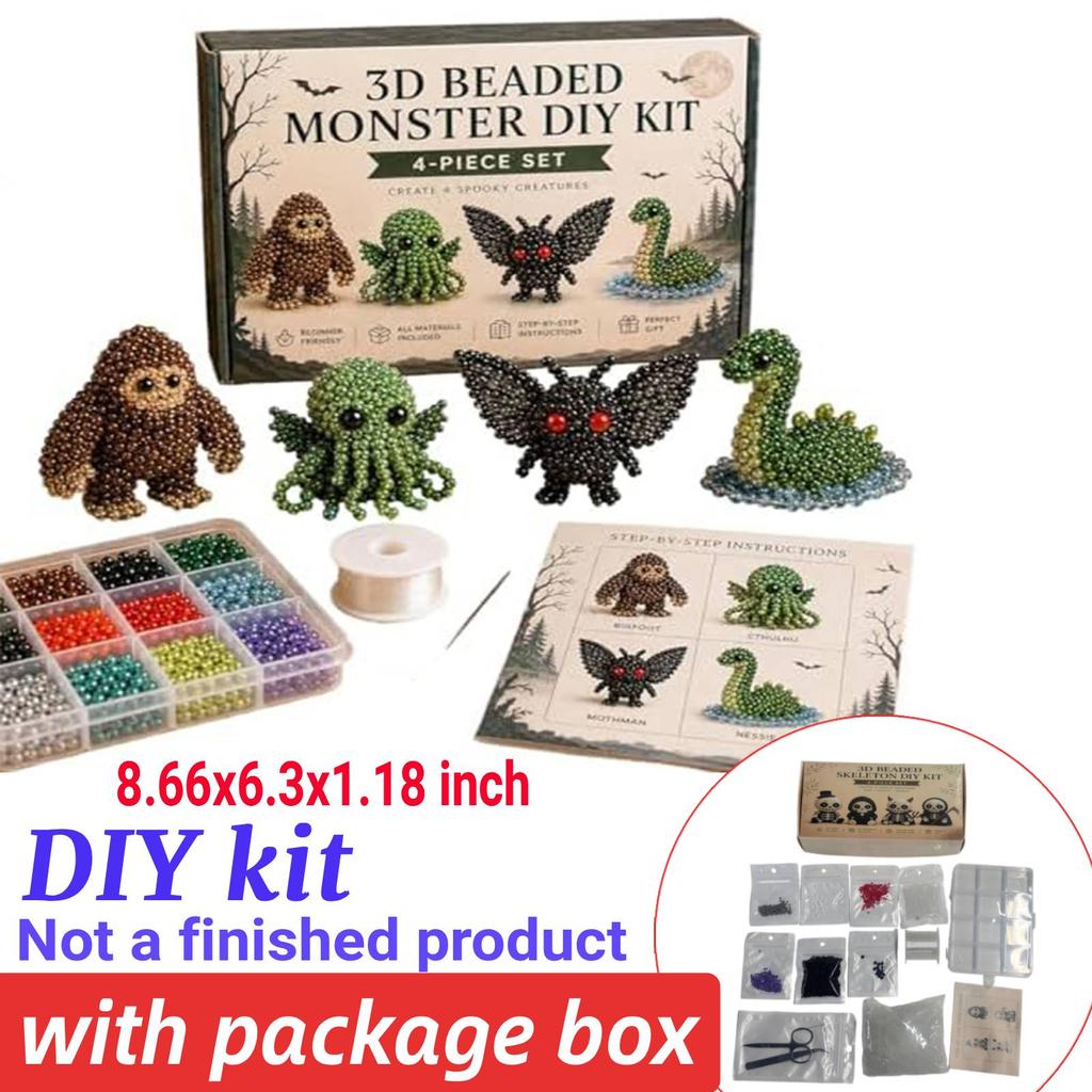 3D Beaded Gnome DIY Beading Craft Material Kit Set DIY Cute Animal Dwarf Bead Craft Set NO/with Box (Not a Finished Product)
