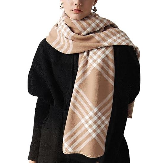 Fular de iarnă pentru femei cu carouri, 186*55cm - Versatil, Călduros, Gros, Șal supradimensionat în carouri din cașmir fals