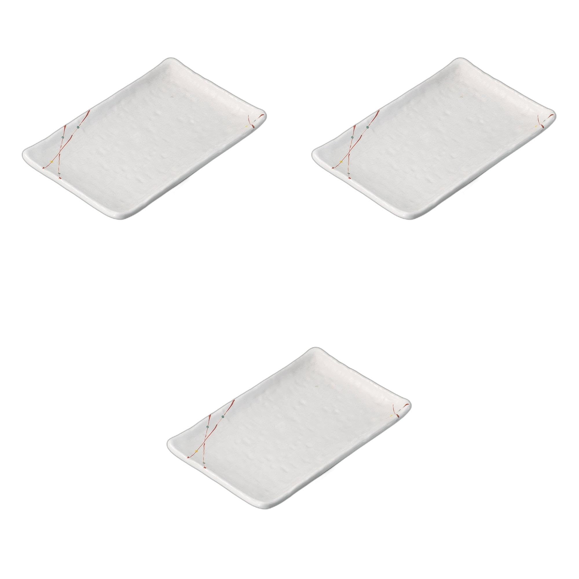 

Set of 3 Beni Manyo Rectangular Plates x x Setomonohonpo 7.0mm [20.4 12.9 2.4cm] Ceramics,