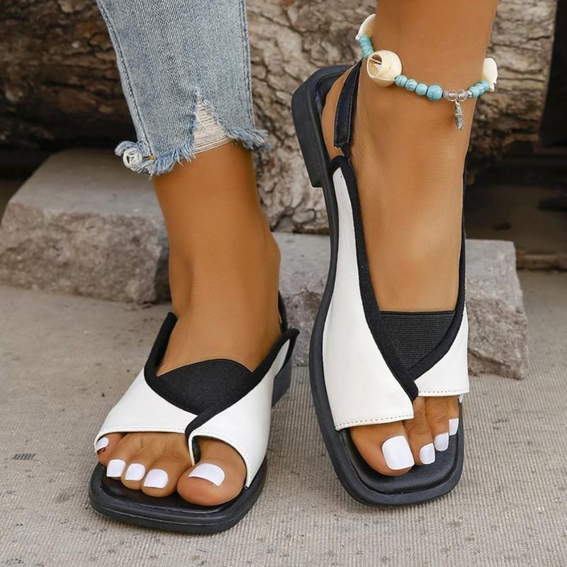 Spring and Summer Footwear Plus Size Square Toe Sandals with Soft Soles and Low Heels.