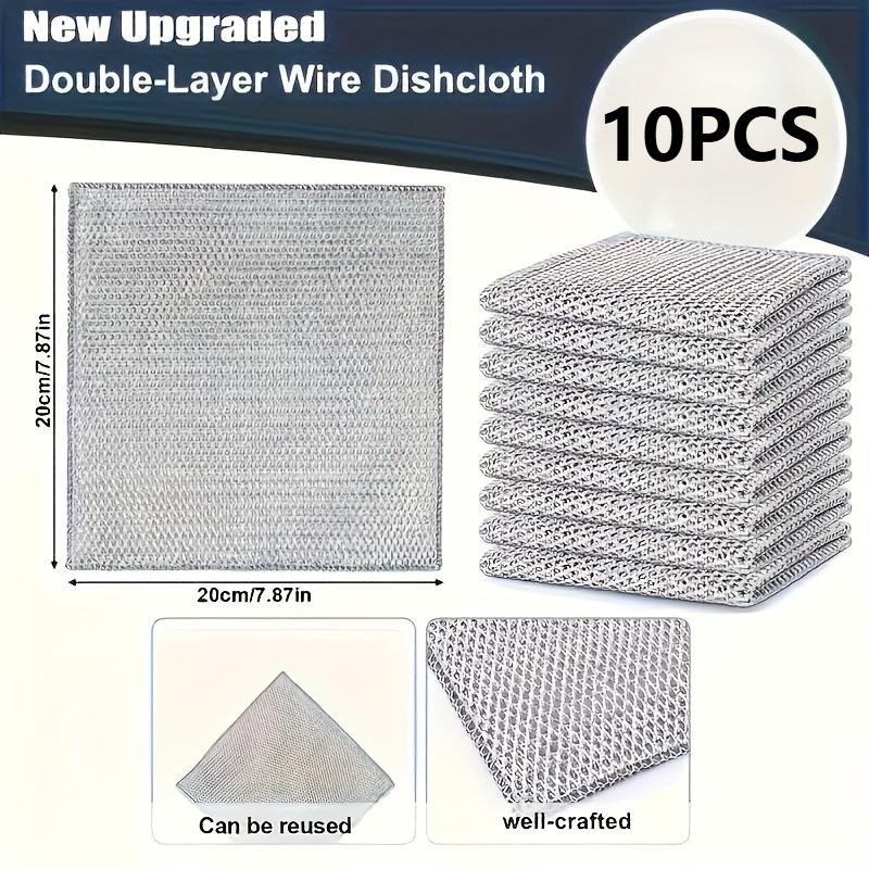 

Thickened Steel Wire Cleaning Cloth Non-Scratch Double-layer Iron Microfiber Mesh Dishrag Washing Pot Rags Kitchen Towel