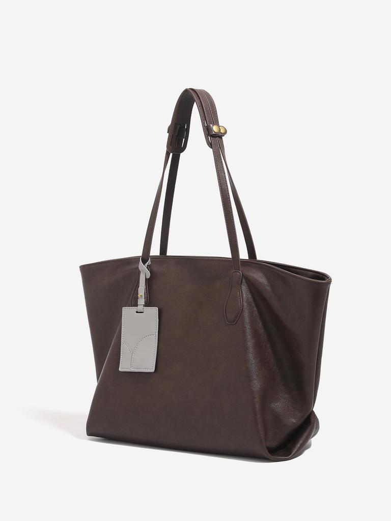 2025 Korean Style Soft Leather Tote Bag with Card Holder - Large Capacity, Versatile Single Shoulder for Women and Students