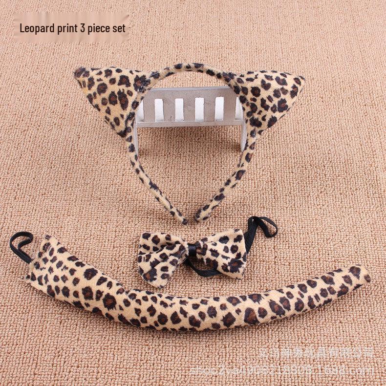 Set Fascia e Coda Animali per la Festa dei Bambini - Orecchie di Coniglio, Gatto, Tigre con Collare