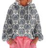 Women's Floral Print Loose Casual Long Sleeved Hooded Sweatshirt