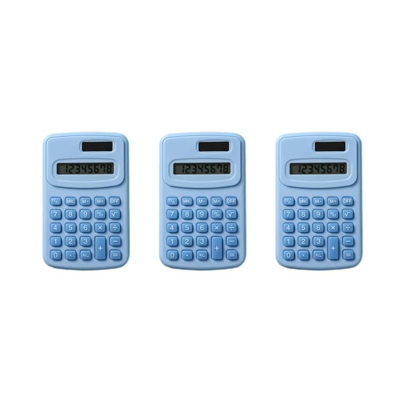 

High Contrast LCD Screen Calculator With Solar Button Battery Operation Lightweight Portable 8Digit Display Calculators синій