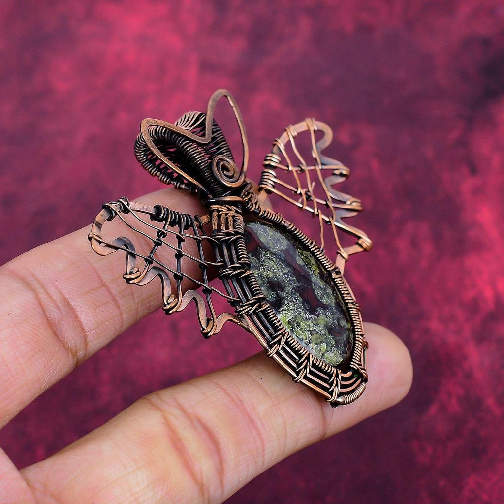 Drachenblutstein Anhänger Kupferdraht Gewickelt Schmetterling Anhänger Edelstein Schmuck