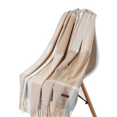 Yeni Yün Ekose Şal Kadın Sonbahar ve Kış Sıcak Şal Uzun Renk Bloklu Kaşmir Şal