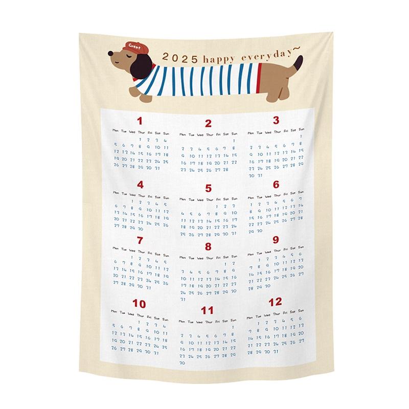 Calendar de Anul Nou acasă agățat pânză Anul Nou 2025 calendar perete fundal tapiserie foto agățat pânză decorare casă