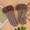New Women Winter Keep Warm Touch Screen Suede Fabric Female Plush Wrist Not Bloated Elegant Solid Soft Cycling Drive Gloves
