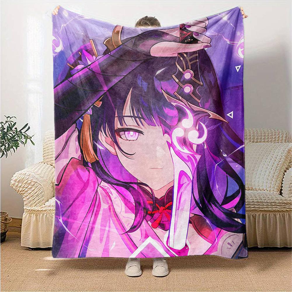 1pc Genshin Impact Beelzebul1 Blanket, Gift, for Men and Women, Soft Blanket, Good for Sofa Bed Couch Travel, Lightweight Flannel Blanket