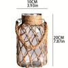 Retro hemp rope glass vase hand-woven American country creative hydroponic vase desktop ornaments flower vase