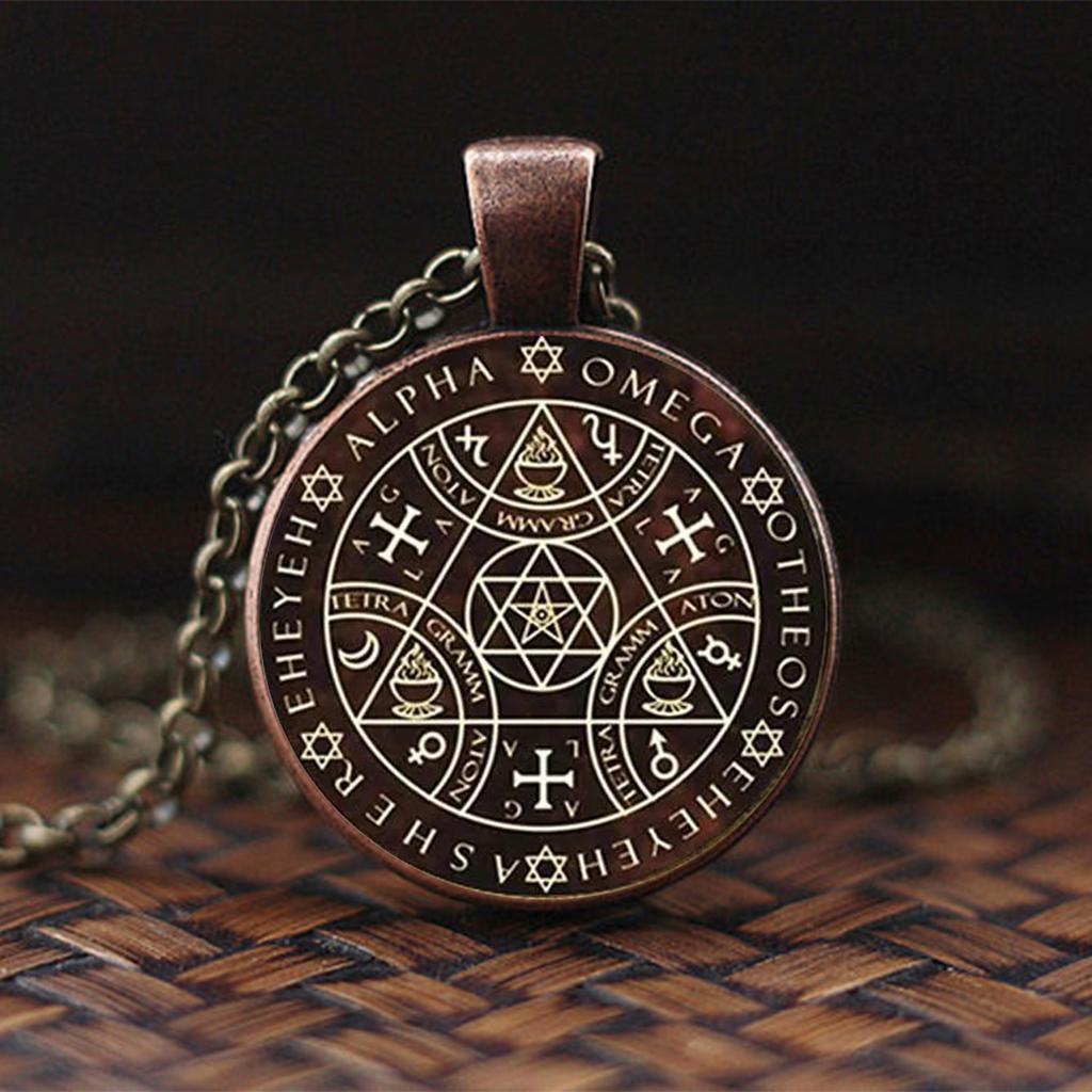 Vintage-Style Necklace With A Round Solomon Logo Pendant; A Necklace Jewelry Gift.