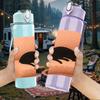 1PC Black Cat Sofa Lazy Art Print 750ml Color Plastic Sports Water Bottle Leakproof Flip Straw Lid Suitable for Sports Office Home Use