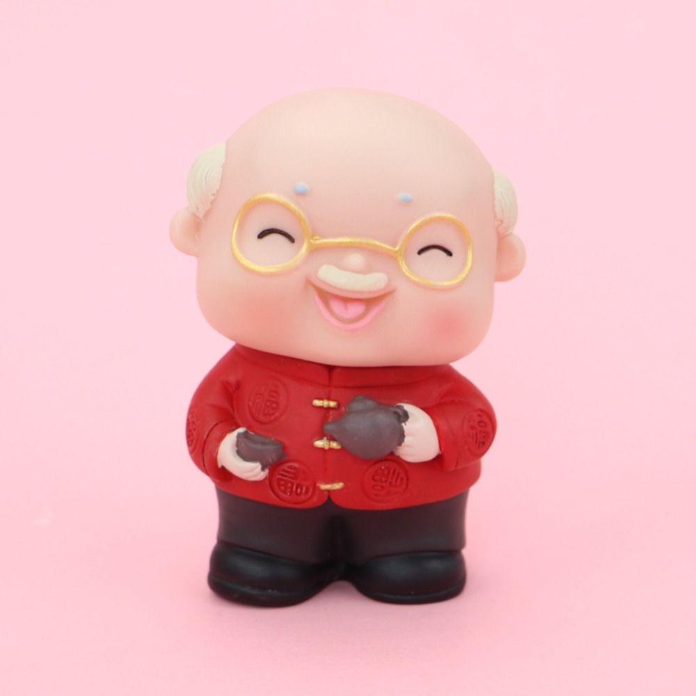 Cake Decoration Cute Old Couple Figurines Mini Handmade Grandparent Statue Cartoon Creative Longevity Cake Ornaments Desk
