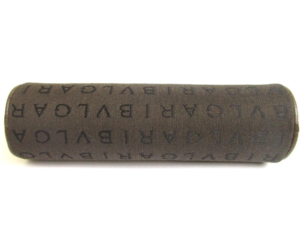 Authentic BVLGARI Logomania Brown Fabric Pencil Case Pouch #a755  Refurbished