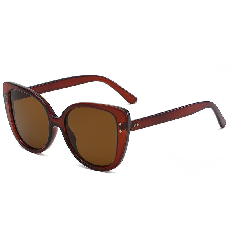 New fashion cat's eye large frame sunglasses European and American trend women's rice nail sunglasses street shot glasses s