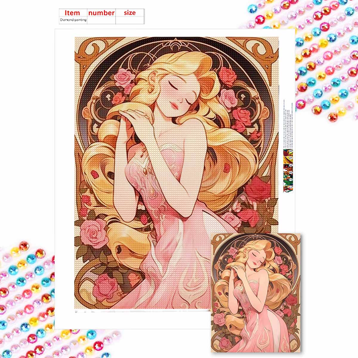 

5D Diy Diamond Painting Rapunzel Sleeping Full Drill Rhinestones Mosaic Embroidery Handmade Products Home Decor Gift Round 20x30cm