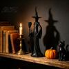 Office Desk Decoration Cute Witch Cat Resin Figurine, Halloween Garden Statue, Spooky Home Indoor Outdoor Yard Decor Ornaments for Patio Balcony