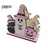 Solid Wood Napkin Tray Halloween Wooden Holder, Cute Pastel Pumpkin Ghost Black Cat Tabletop Tissue Dispenser, Decorative Paper Towel Holder