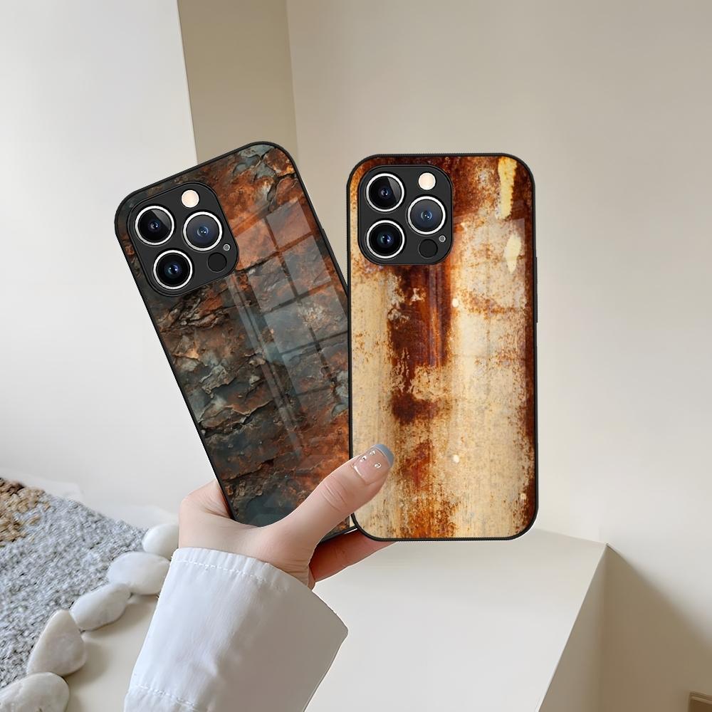 Phone Case Tempered Glass For IPhone 13 17 15 16 14 12 11 Pro Max Plus Mini XR XS SE2020 Coque Vintage Industrial Style Rusty Pa