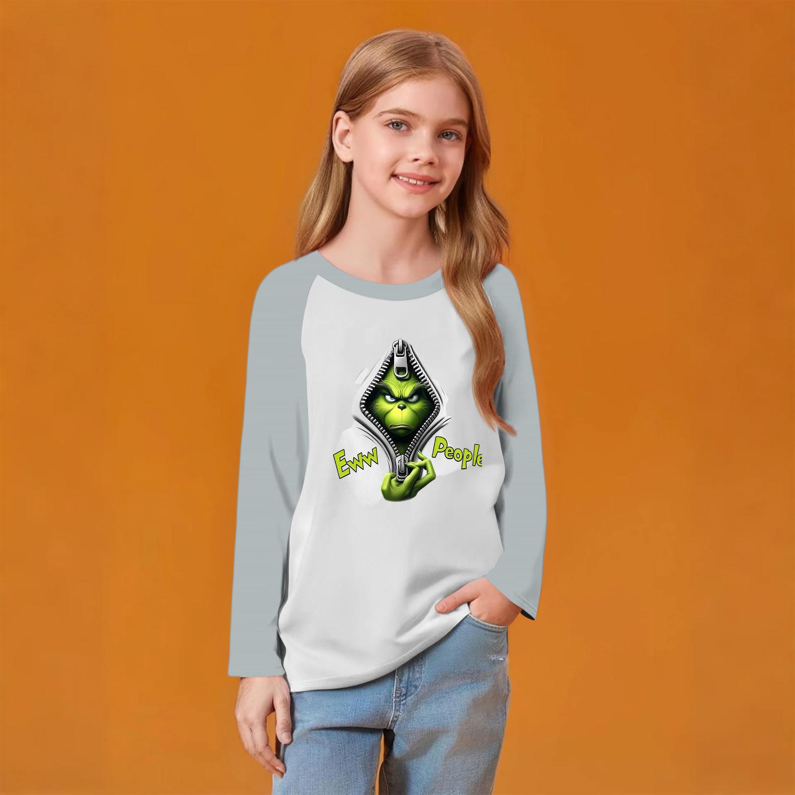 

Детский модный удобный пуловер с рождественским принтом на шее, топ с длинным рукавом 120