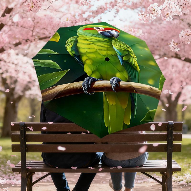1PC Parrot, Branch Automatic Open/Close Umbrella Compact Folding Umbrella with 8-Rib Shaft Lightweight Esign, Highquality Fabric1176A