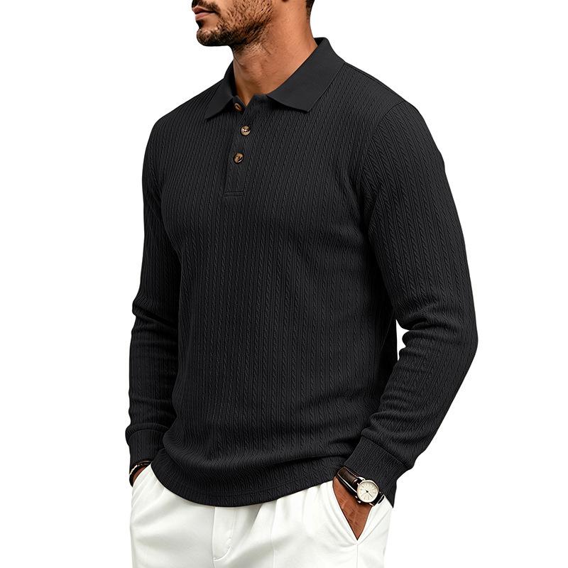 Men S Slim Fit Long Sleeve Polo Shirt Casual Basic Top
