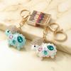 Rhinestone Lamb Keychain Sparkling Sheep Car Key Ring Holder Backpack Purse Handbag Charm Christmas Birthday Gifts for Her