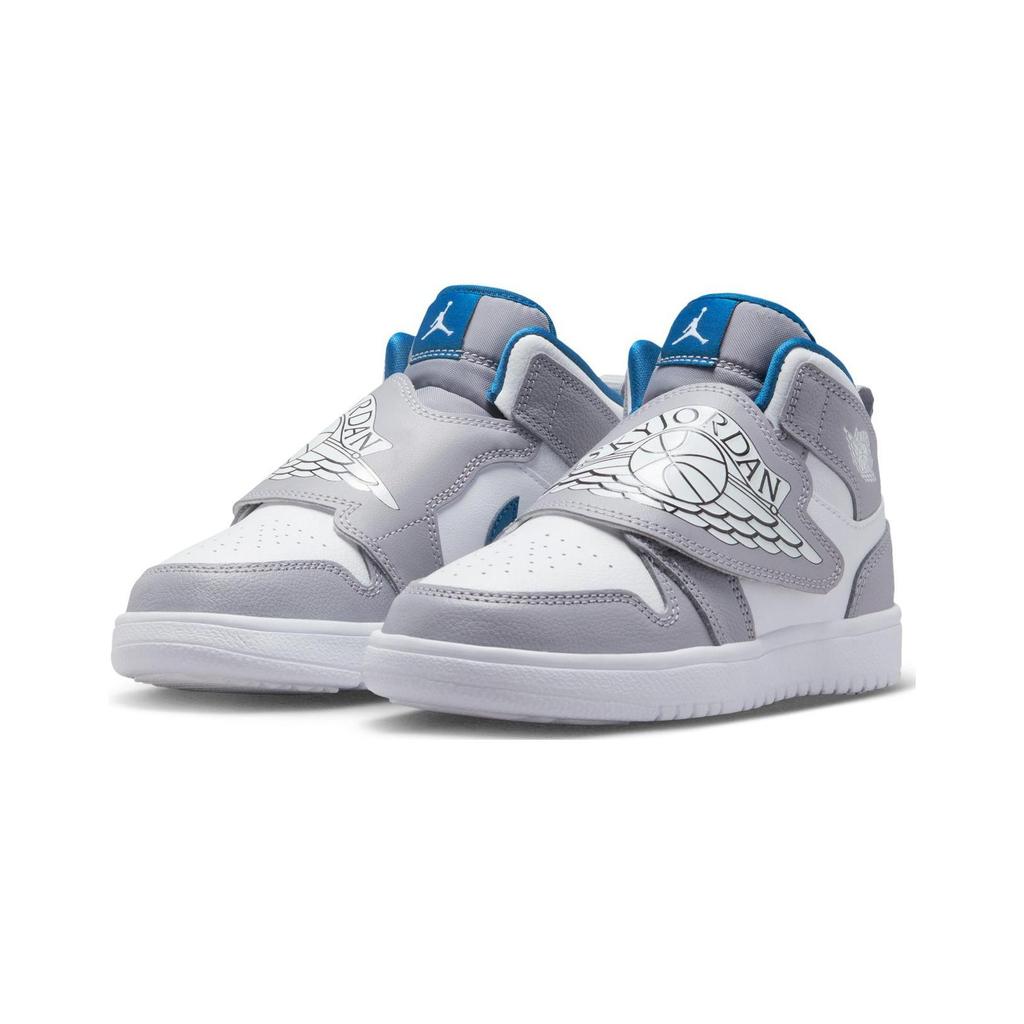 Jordan Air Jordan 1 Mid top Children's Basketball Shoes Gray Blue Children Aged 3 7 Years Old BQ7197-014