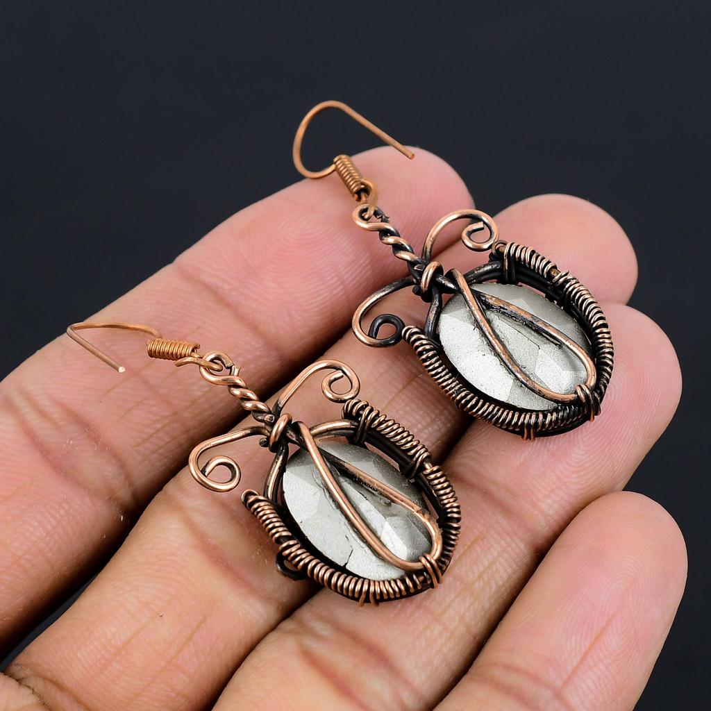 Rosa Amethyst Ohrringe Edelsteinschmuck, 999 Kupferdraht umwickelte Ohrringe, Handgefertigte Schöne Schmuckohrringe