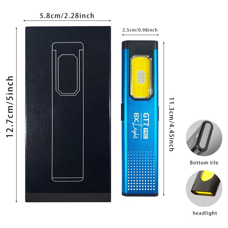 Pocket Keychain Flashlight USB-C Rechargeable Torch W/ Main Beam & COB Side Light Tail Magnet Torch for Outdoor EDC & Emergency