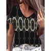 Fashion Women's V-neck T-shirt Summer Outdoor Street Trend Short-sleeved Blouse Floral Print Pattern Loose Clothing