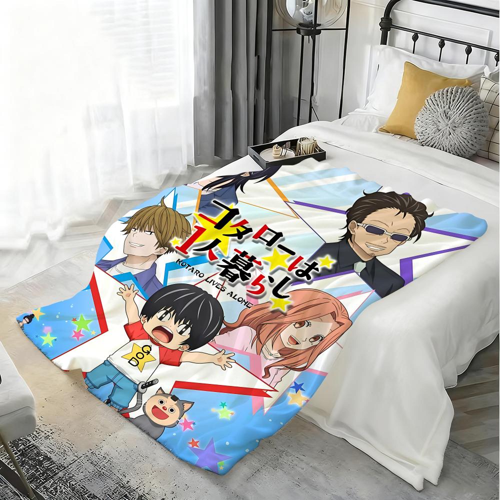 Anime K-Kotaro Lives Alone Throw Lightweight 240g Flannel Blanket Soft Skin-friendly for Summer Cooling