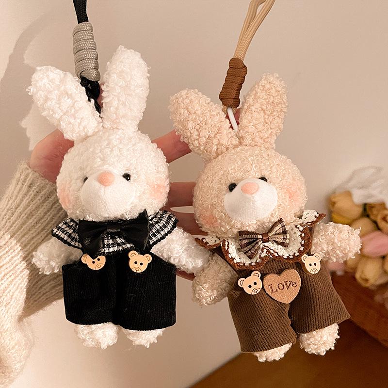 Long-Eared Rabbit Plush Keychain - Handmade Cartoon Pendant Ornament