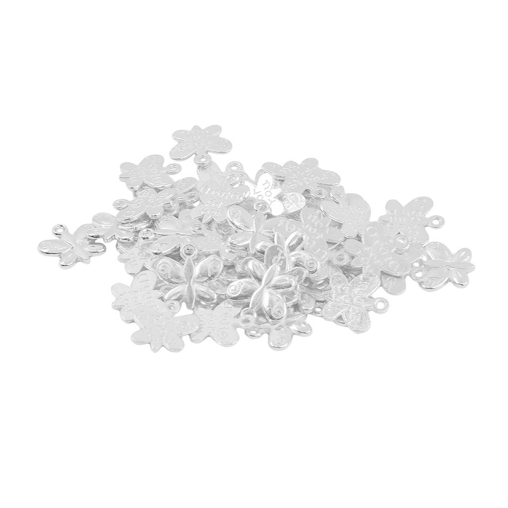 50Pieces Created for You Butterfly Charm Pendant DIY Jewelry Findings Silver