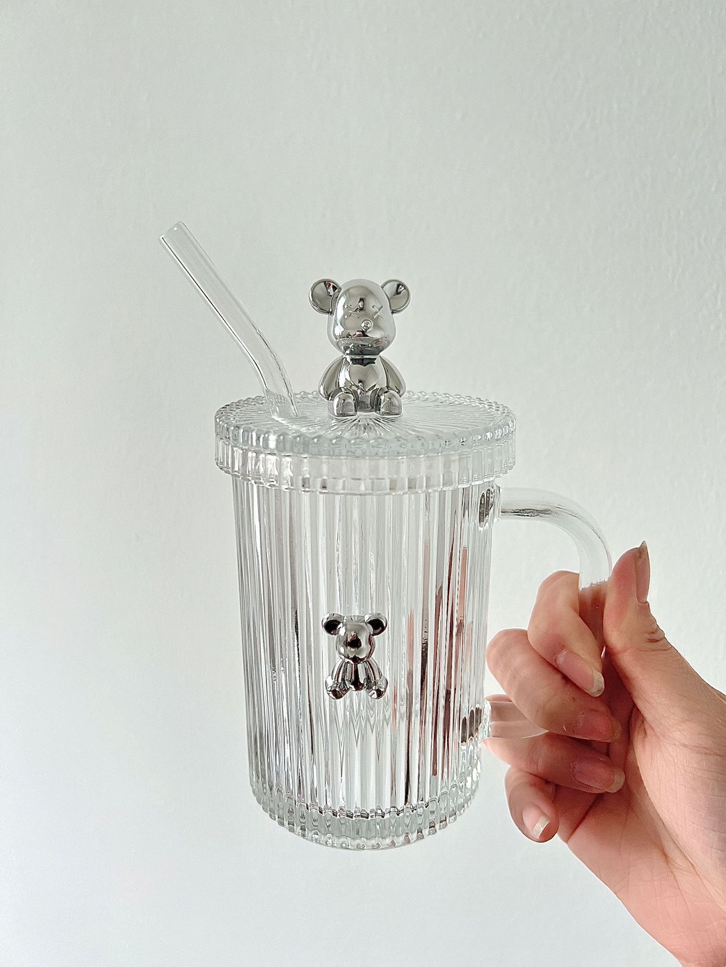 

Стеклянная кружка для питья Bear, кружка-непроливайка с крышкой, бытовая кружка для питья 400