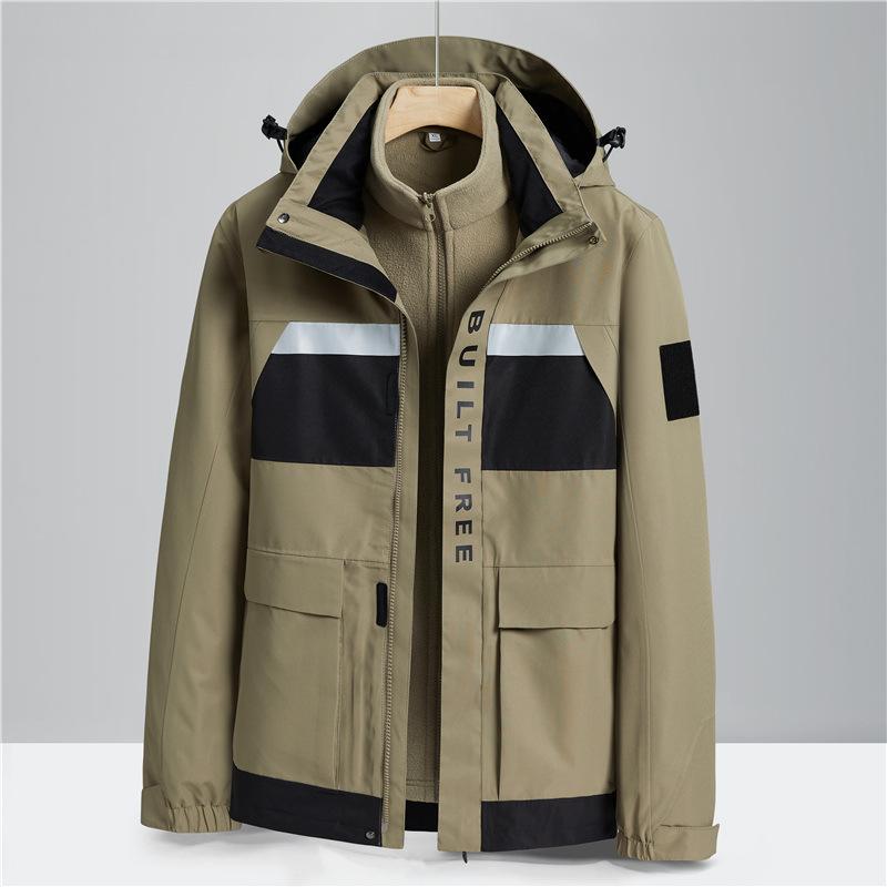 

Мужская осенне-зимняя новая куртка три в одном, двухкомпонентная куртка, съемная, ветрозащитная и водонепроницаемая куртка для активного отдыха 5XL