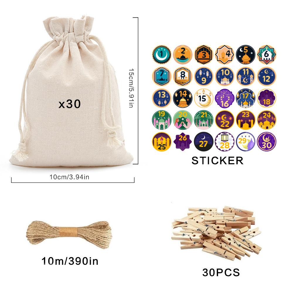 

30pcs Drawstring Bag Countdown Calendar 1-30 Bags Children s Snack Gift Bags Festival Countdown Calendar Bags