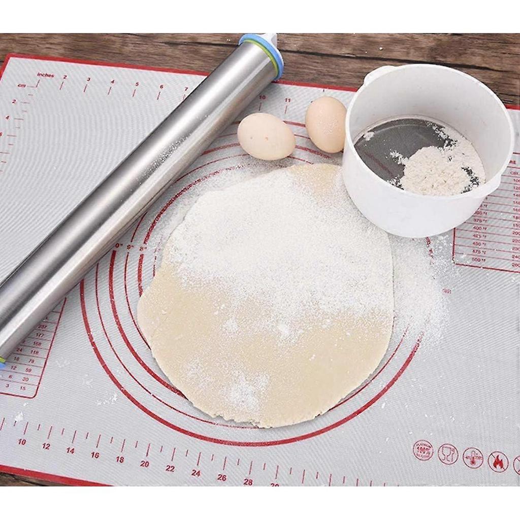 Rolling Pin, Adjustable Stainless Steel Rolling Pin and Silicone Baking Pastry
