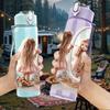 1PC Girl Mirror Fantasy Portrait Print 750ml Color Plastic Sports Water Bottle Leakproof Flip Straw Lid Suitable for Sports Office Home Use