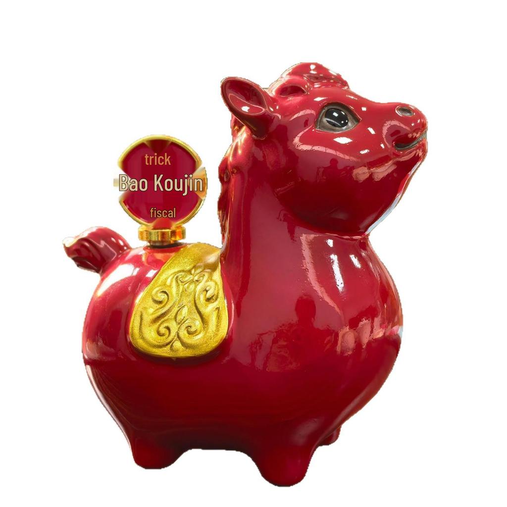 Festive Red Horse Money Ornament Pair - Lucky Resin Decoration for Office or Entrance