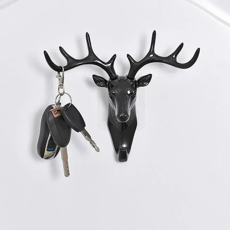 1 Pcs Wall Hanging Hook Vintage Deer Head Antlers For Hanging Clothes Hat Scarf Key Deer Horns Hanger Rack Wall Decoration