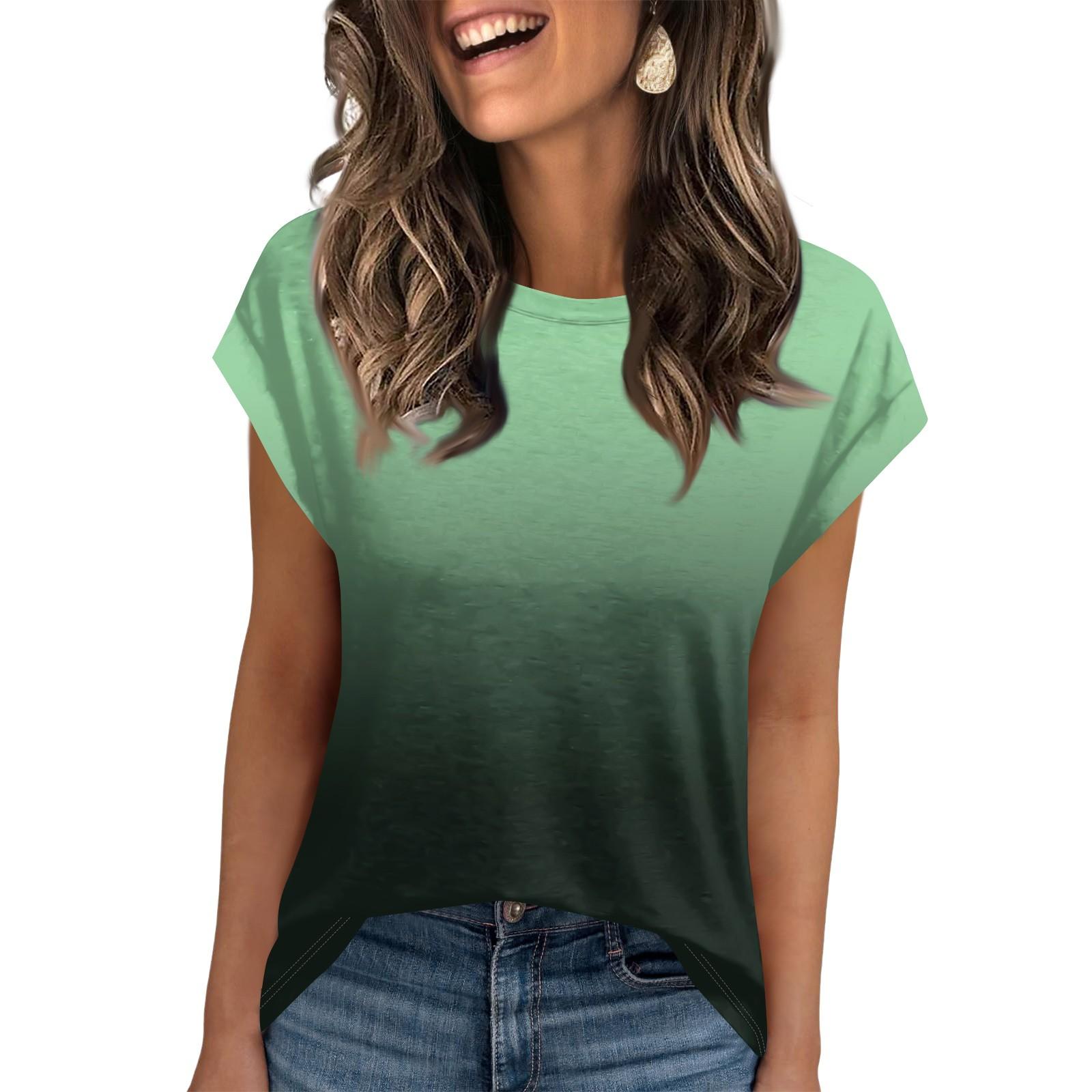 

Женская рабочая повседневная модная футболка с короткими рукавами и круглым вырезом XXL зелёный