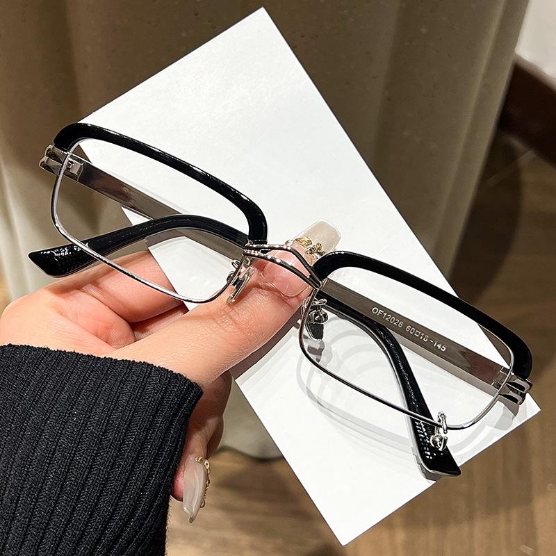 

High quality eyebrow half frame small square sunglasses men and women fashion wear sunscreen sunglasses flat glasses