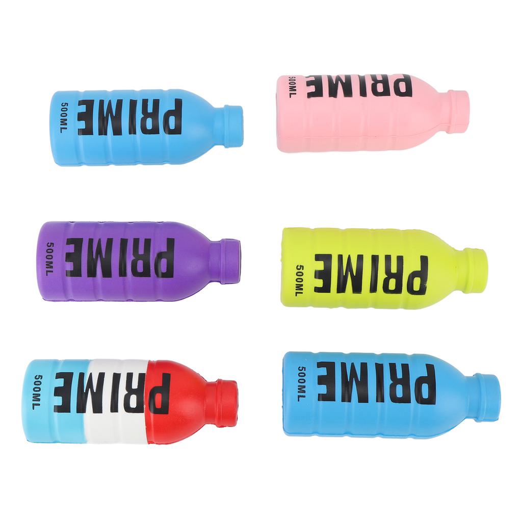 6pcs Water Bottle Squeezing Toy PU Foam Fidget Toy Colorful Squishy Stress Relief Beverage Bottle
