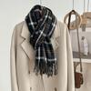 Women's Winter Plaid Imitation Cashmere Tassel Scarf, Thickened Korean Style Neck Warmer