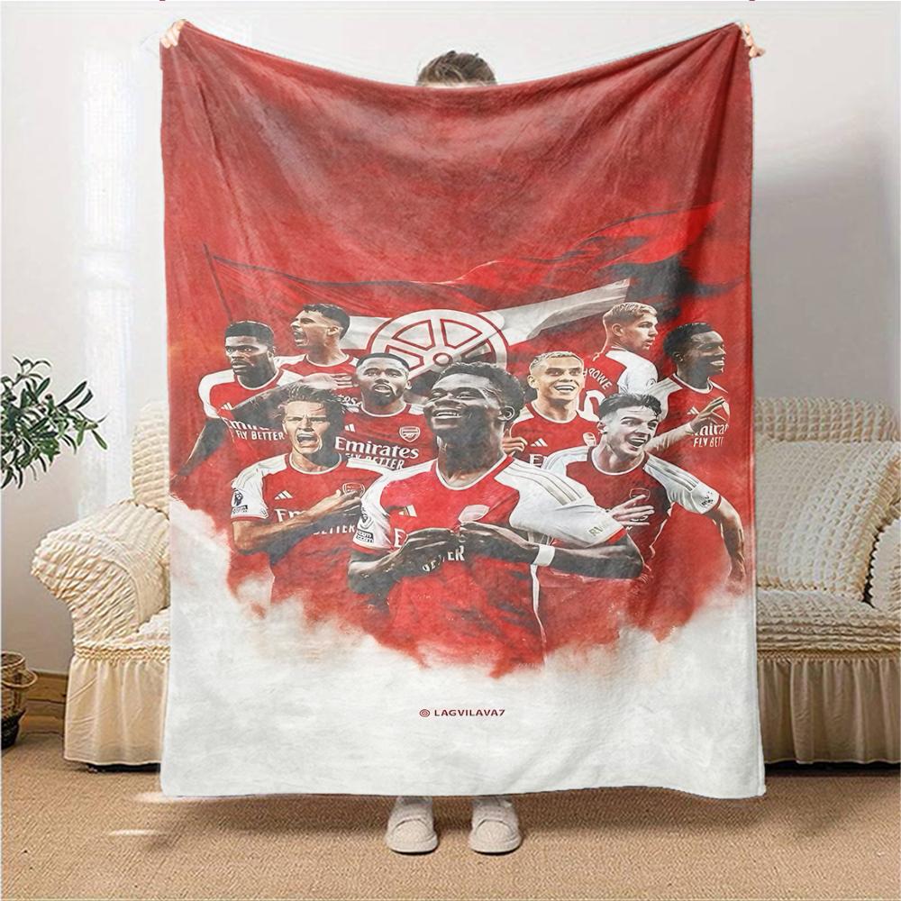 Coperte con stemma dell'Arsenal Football Club in flanella stampata, traspiranti, calde, da divano per casa, ufficio, copriletti 0708a25